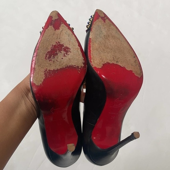Christian Louboutin Black leather Cabo pumps 120mm with multicolor jewels 38 - Picture 10 of 12